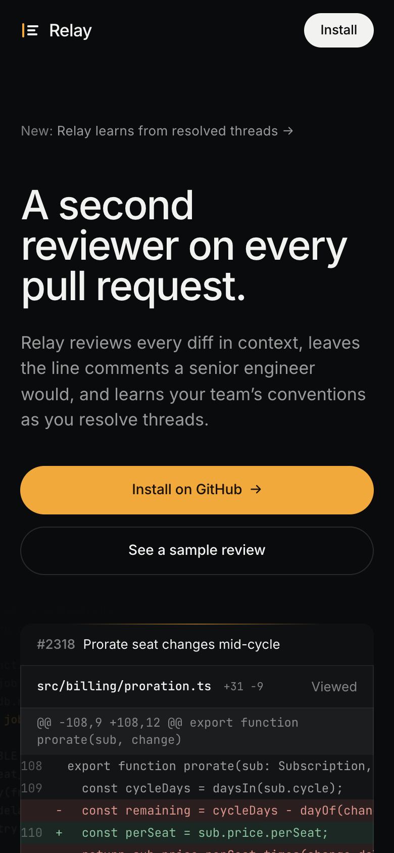 Relay on a 390-pixel phone